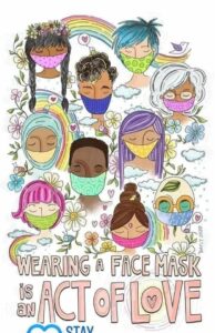 artist drawing showing people of different cultures wearing a face mask www.teafly.com