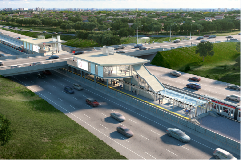 artist rendering of what the Jeanne d'Arc LRT station will look like