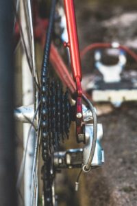close up of rear wheel gears on a bike
