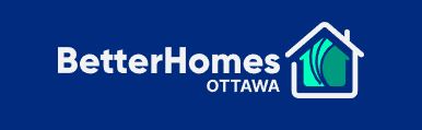 Better Homes Ottawa logo.  Blue background and a white outline of a house shape with the City of Ottawa logo inside the house.